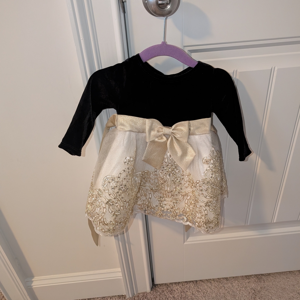 Elegant Black and Gold Baby Dress
